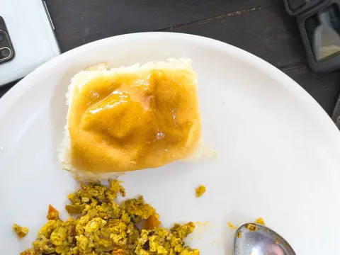 Indian-style scrambled egg bhurji with onion and tomato